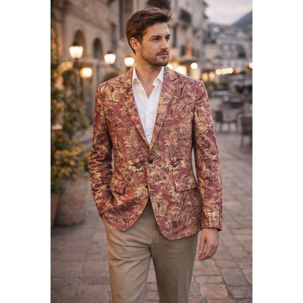 ASOS Statement Toile Blazer – Slim Fit 34” – Resort / Art Professor Style